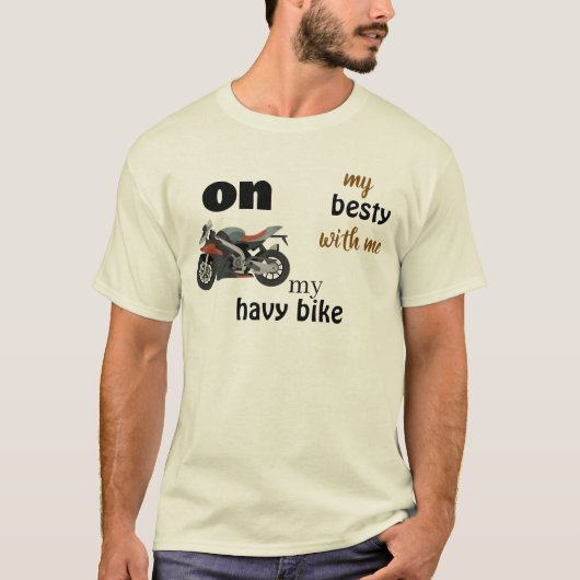 witte hash t-shirt met race motorfiets (Voorkant)