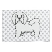 Witte Havanese Cartoonhond Illustratie Kussensloop (Voorkant-Rechts)