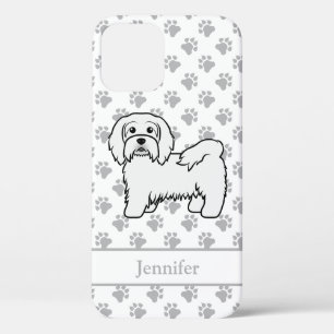 Witte Havanese Cartoonhond Illustratie & Naam Case-Mate iPhone Case