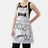 Witte Havanese Cartoonhond Illustratie & Naam Schort (Insitu)
