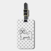 Witte Havanese Mooie Cartoon Hond & Aangepaste Tek Bagagelabel (Voorkant verticaal)
