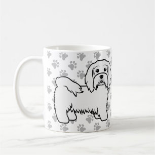 Witte Havanese Mooie Cartoonhond Illustratie Koffiemok