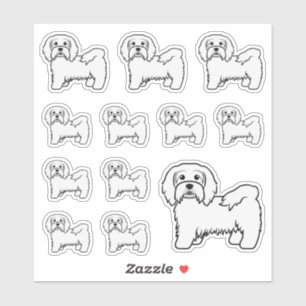 Witte Havanese Mooie Cartoonhond Illustraties Sticker