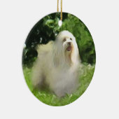 Witte Havanezen op Porselein Vakantie Ornament (Rechts)