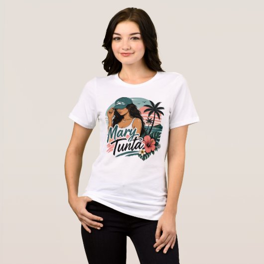Witte Hawaiaanse Pidgin Grappige Mary Tunta Tri-Blend Shirt (Voorkant volledig)