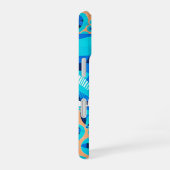 WITTE HAWAII BLAUWE BLOEMEN KRACHTIGE FLORALE INIT iPhone 16 HOESJE (Rechterkant)