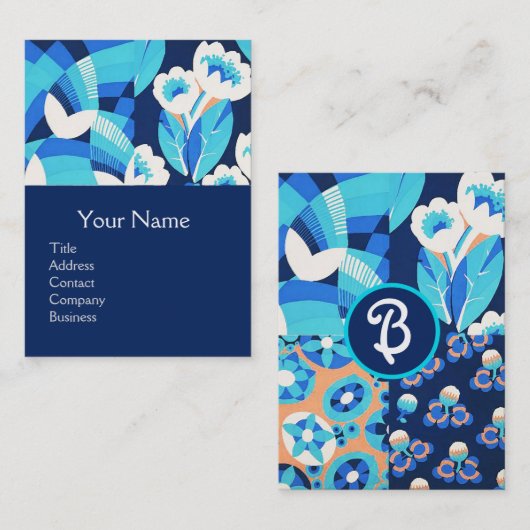 WITTE HAWAII-BLAUWE STROMEN VAN MONOGRAM VAN DE KO VISITEKAARTJE (Voorkant / Achterkant)