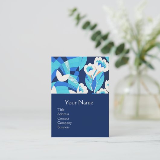 WITTE HAWAII-BLAUWE STROMEN VAN MONOGRAM VAN DE KO VISITEKAARTJE (Staand voorkant)