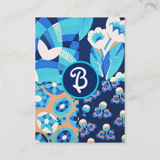 WITTE HAWAII-BLAUWE STROMEN VAN MONOGRAM VAN DE KO VISITEKAARTJE (Achterkant)