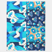 WITTE HAWAII-BLAUWE STROMEN VLOEISPATCHWORK FLEECE DEKEN (Voorkant)