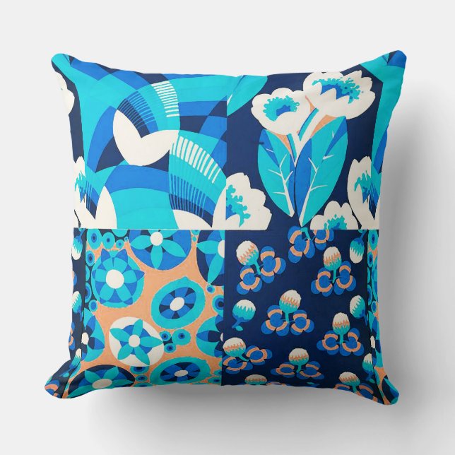 WITTE HAWAII-BLAUWE STROMEN VLOEISPATCHWORK KUSSEN (Voorkant)