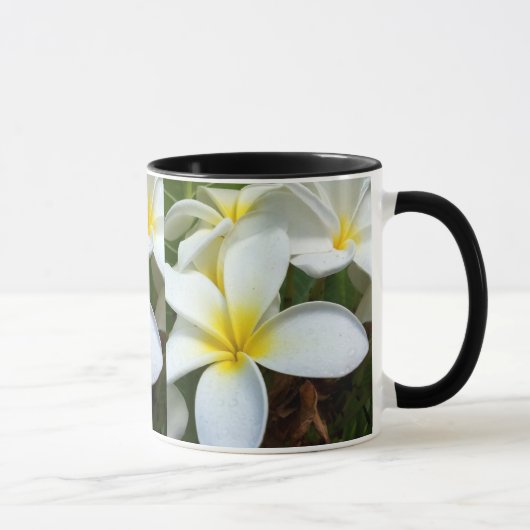 Witte Hawaii Plumeria Bloem Mok (Rechts)