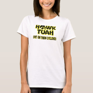 witte HAWK TUAH SPIT OP HEN CYCLONEN eenvoudig T-shirt