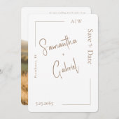 Witte Hedendaagse Foto Bruiloft Save the Date  (Voorkant / Achterkant)