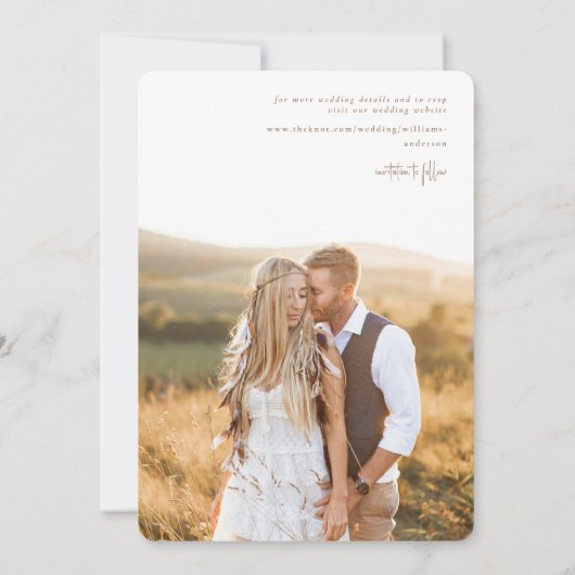 Witte Hedendaagse Foto Bruiloft Save the Date  (Achterkant)