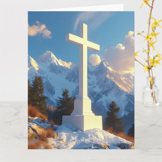 Witte Heilige Kruis in de majestueuze besneeuwde b Kaart (Gele Bloem)