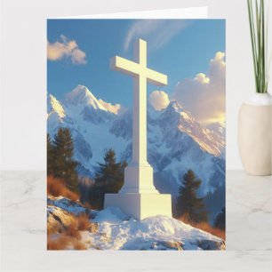 Witte Heilige Kruis in Majestueuze Besneeuwde Berg Kaart