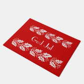 witte heiligen in rood - God jul Deurmat (Schuin)