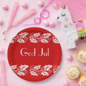 witte heiligen in rood - God jul Papieren Bordje (Feest)