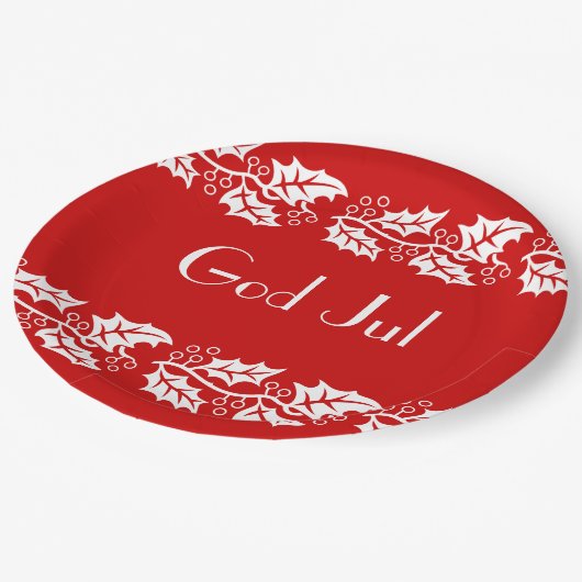 witte heiligen in rood - God jul Papieren Bordje (Gekanteld)