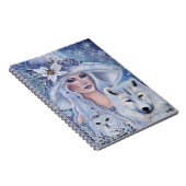 Witte heks met wolf- en uilkunst van Renee Lavoie Notitieboek (Rechterzijde)