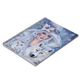 Witte heks met wolf- en uilkunst van Renee Lavoie Notitieboek (Linkerzijde)