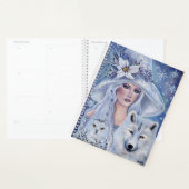 Witte heks met wolf- en uilkunst van Renee Lavoie Planner (Display)