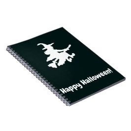 Witte Heks op Zwart - Gelukkig Halloween Notitieboek