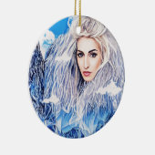 Witte heks van besneeuwde bergen abstracte kunst keramisch ornament (Rechts)