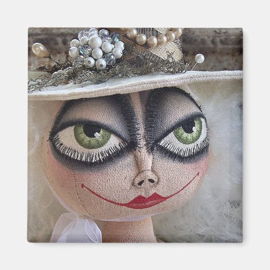 Witte heksenmagneet magneet (Voorkant)