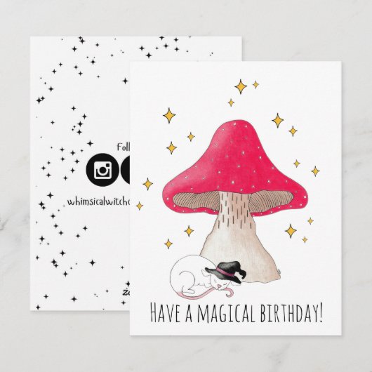 Witte heksenmuis paddestoel Verjaardag Kaart (Voorkant / Achterkant)