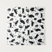 Witte Hekserij Katten & Kasteel Tapijt Wandkleed (Voorkant (horizontaal))