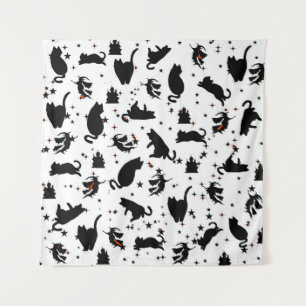 Witte Hekserij Katten & Kasteel Tapijt Wandkleed