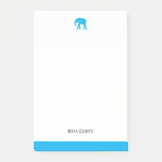 Witte & Helderblauwe Olifant & Rand, Naam Post-it® Notes (Voorkant)