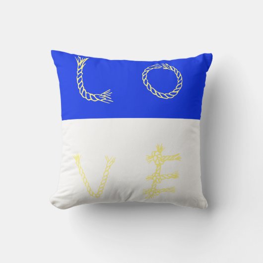 Witte heldere blauwe liefde kussen worp kussen (Voorkant)