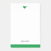 Witte & Heldere Groene Vogel w/Rand, Naam Post-it® Notes (Voorkant)