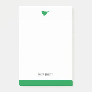 Witte & Heldere Groene Vogel w/Rand, Naam Post-it® Notes