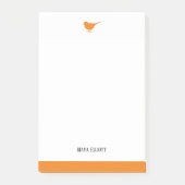 Witte & Heldere Oranje Vogel w / Rand, Naam Post-it® Notes (Voorkant)