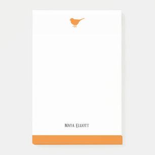 Witte & Heldere Oranje Vogel w / Rand, Naam Post-it® Notes
