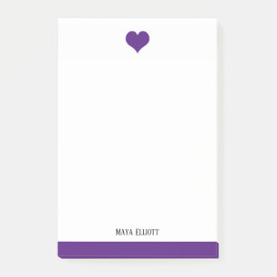 Witte & Heldere Paarse Hart & Rand, Naam Post-it® Notes