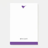 Witte & Heldere Paarse Vogel w / Rand, Naam Post-it® Notes (Voorkant)