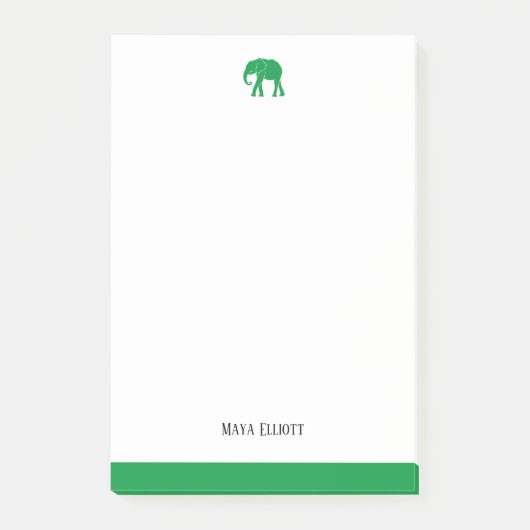 Witte & Heldergroene Olifant & Rand, Naam Post-it® Notes (Voorkant)