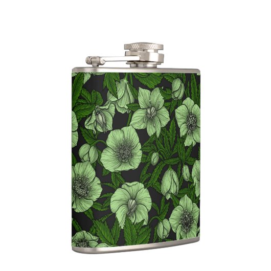 Witte Hellebores met bladeren Heupfles (Rechts)