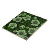 Witte Hellebores met bladeren Tegeltje (Zijkant)