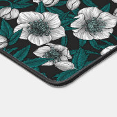 Witte Hellebores met blauwe bladeren Bureaumat (Hoek)