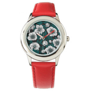 Witte Hellebores met blauwe bladeren Horloge