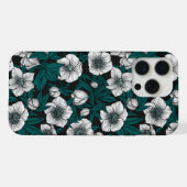 Witte Hellebores met blauwe bladeren iPhone Hoesje (Achterkant horizontaal)