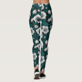 Witte Hellebores met blauwe bladeren Leggings (Achterkant)