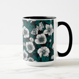 Witte Hellebores met blauwe bladeren Mok