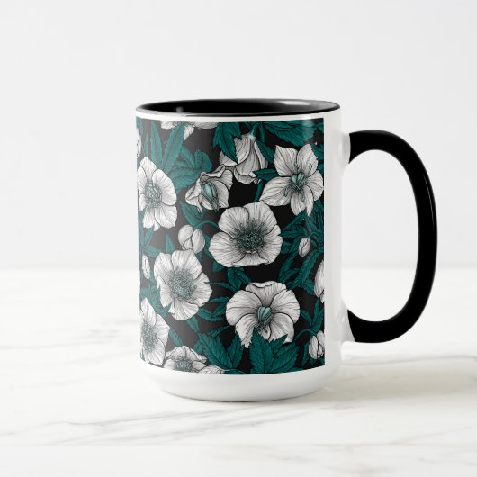 Witte Hellebores met blauwe bladeren Mok (Rechts)